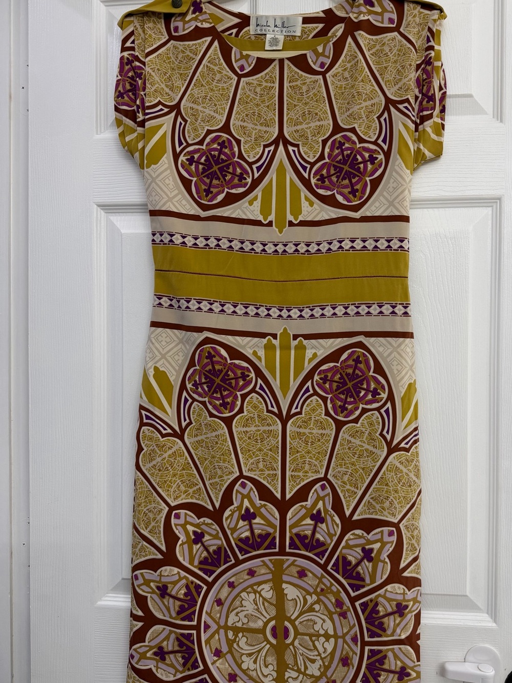 Nicole Miller Collection 92% Silk Medallion Print Dress Size 4